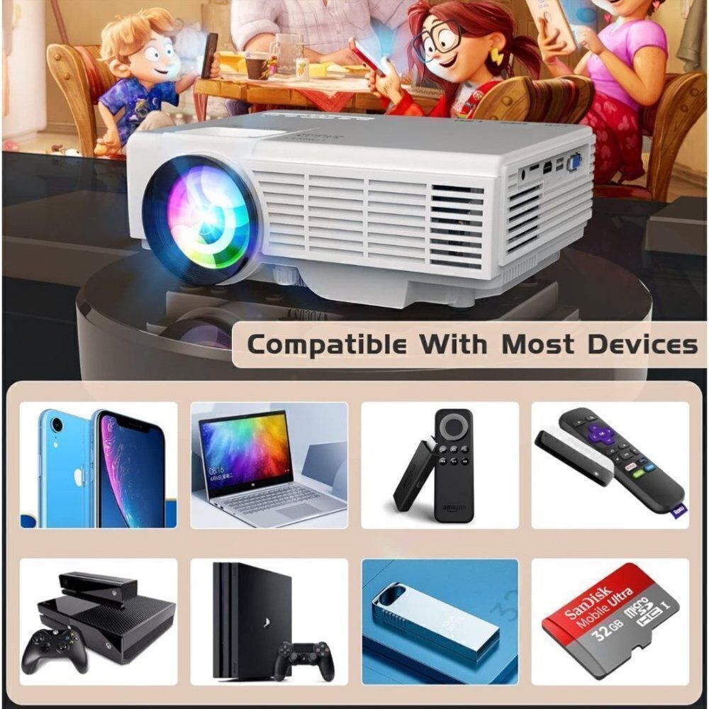 2022 Upgraded Mini Projector Kit With Bluetooth And HD Projector Screen